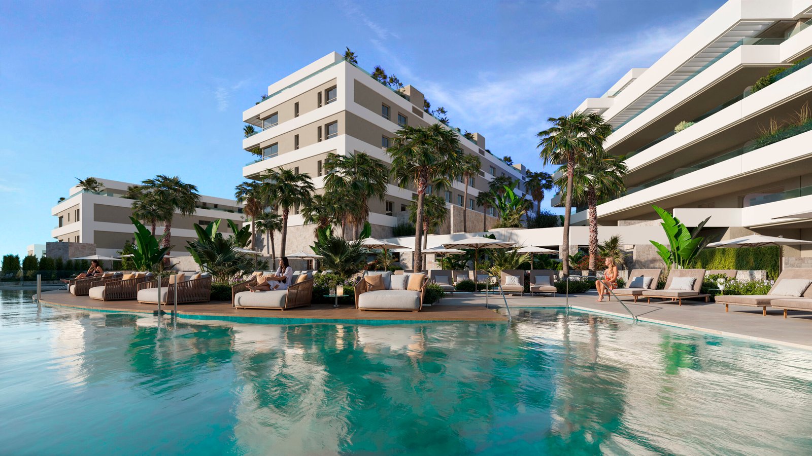Piscina y zonas comunes proyectadas en Riviera Hill