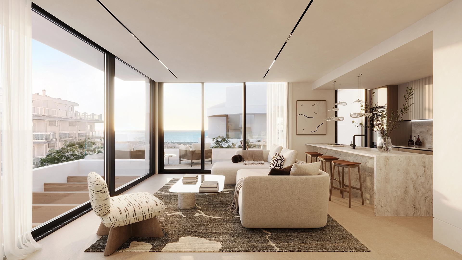Interior luminoso de una vivienda de Marina Golden Bay