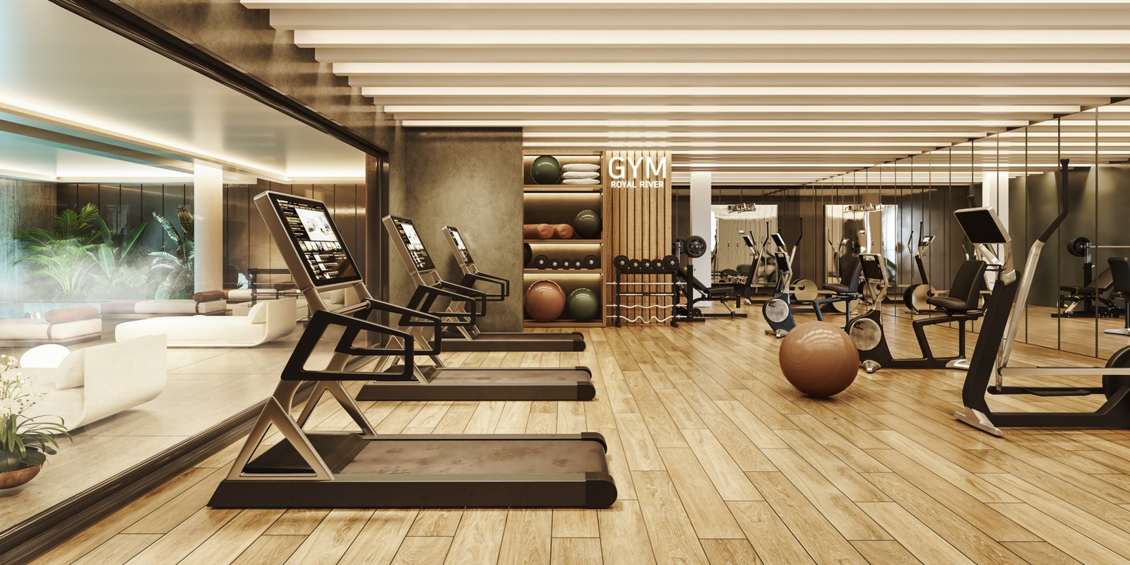 Gimnasio del residencial Royal River