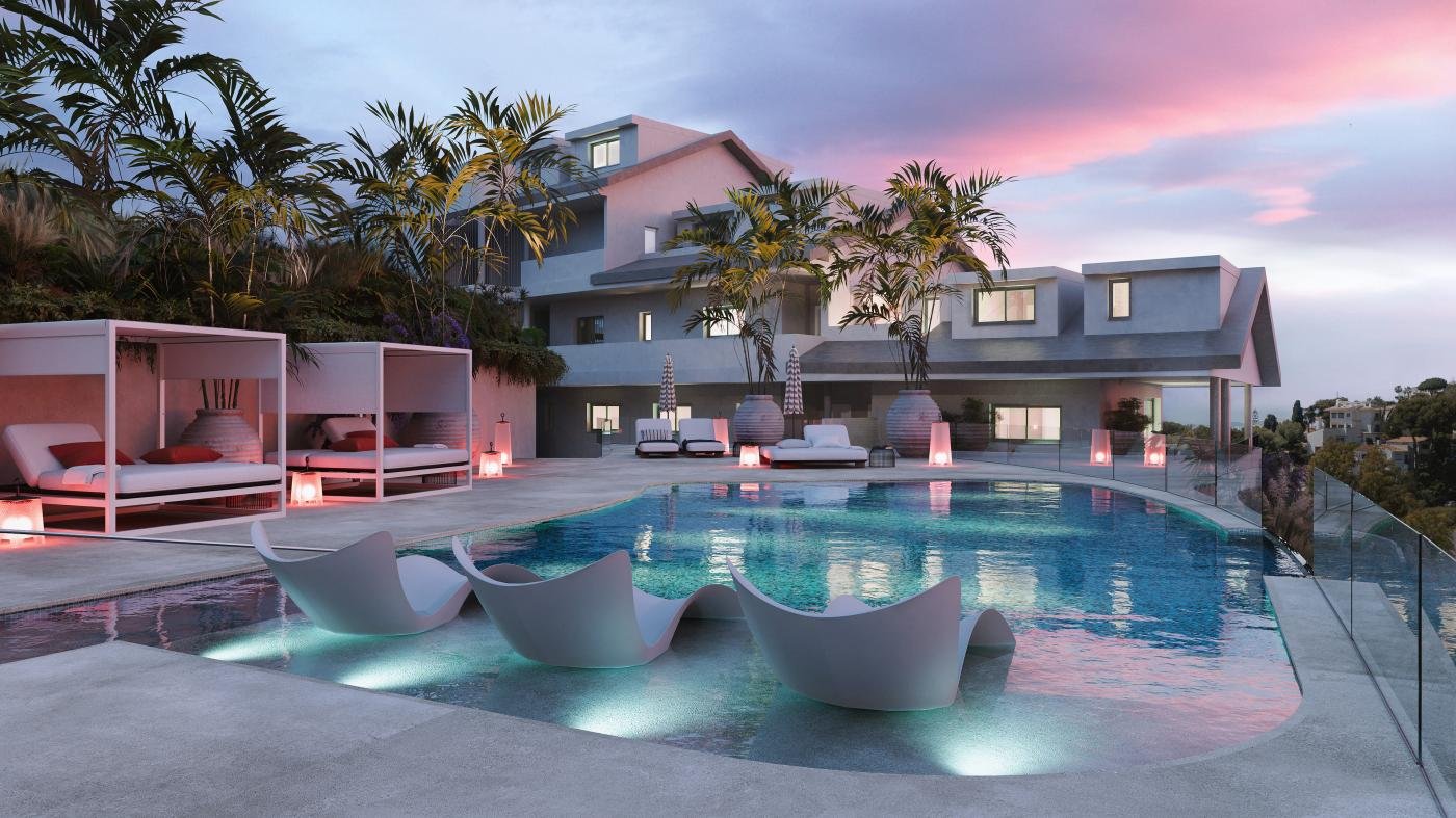 Piscina al atardecer