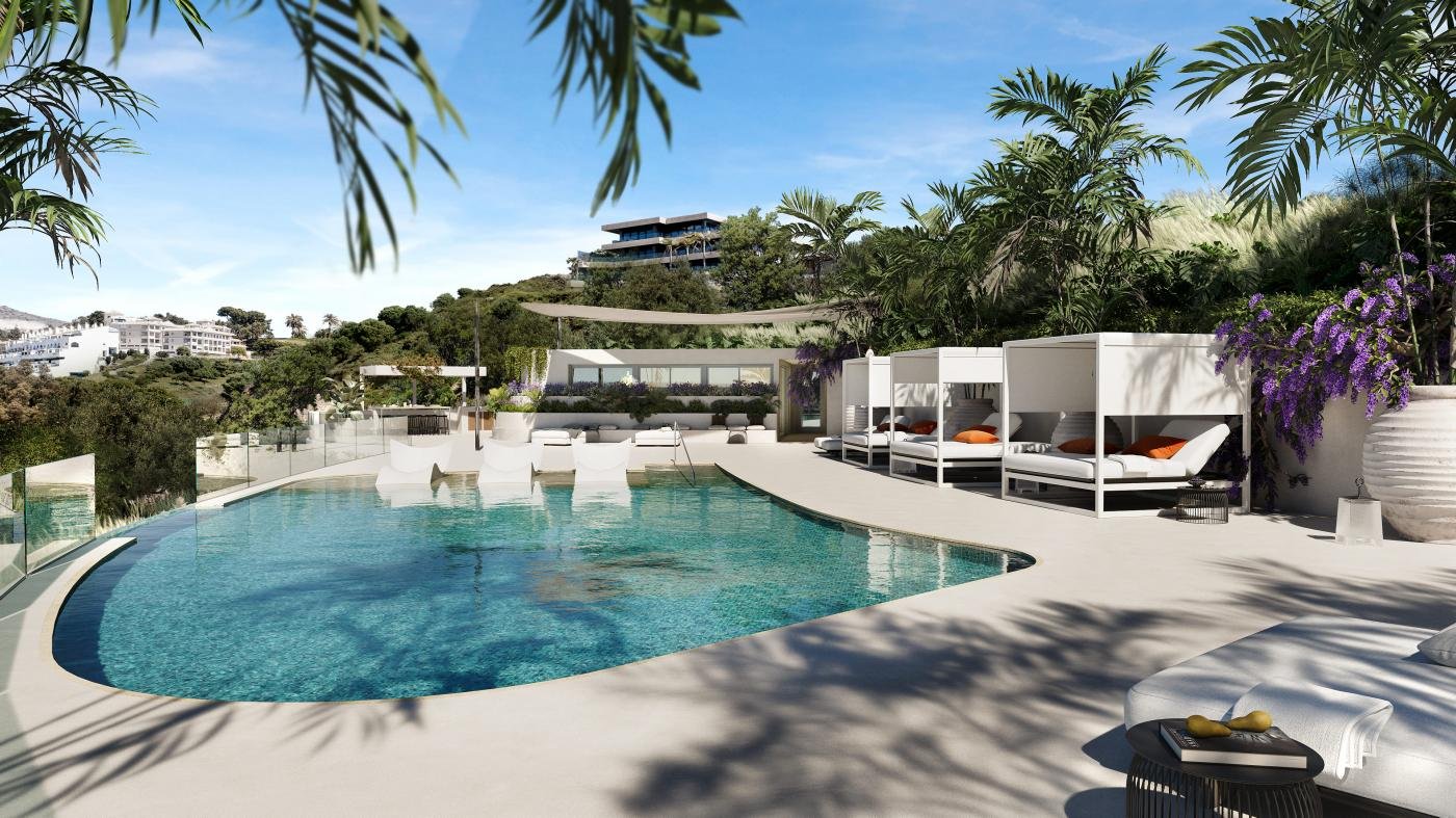 Zona de piscina y descanso