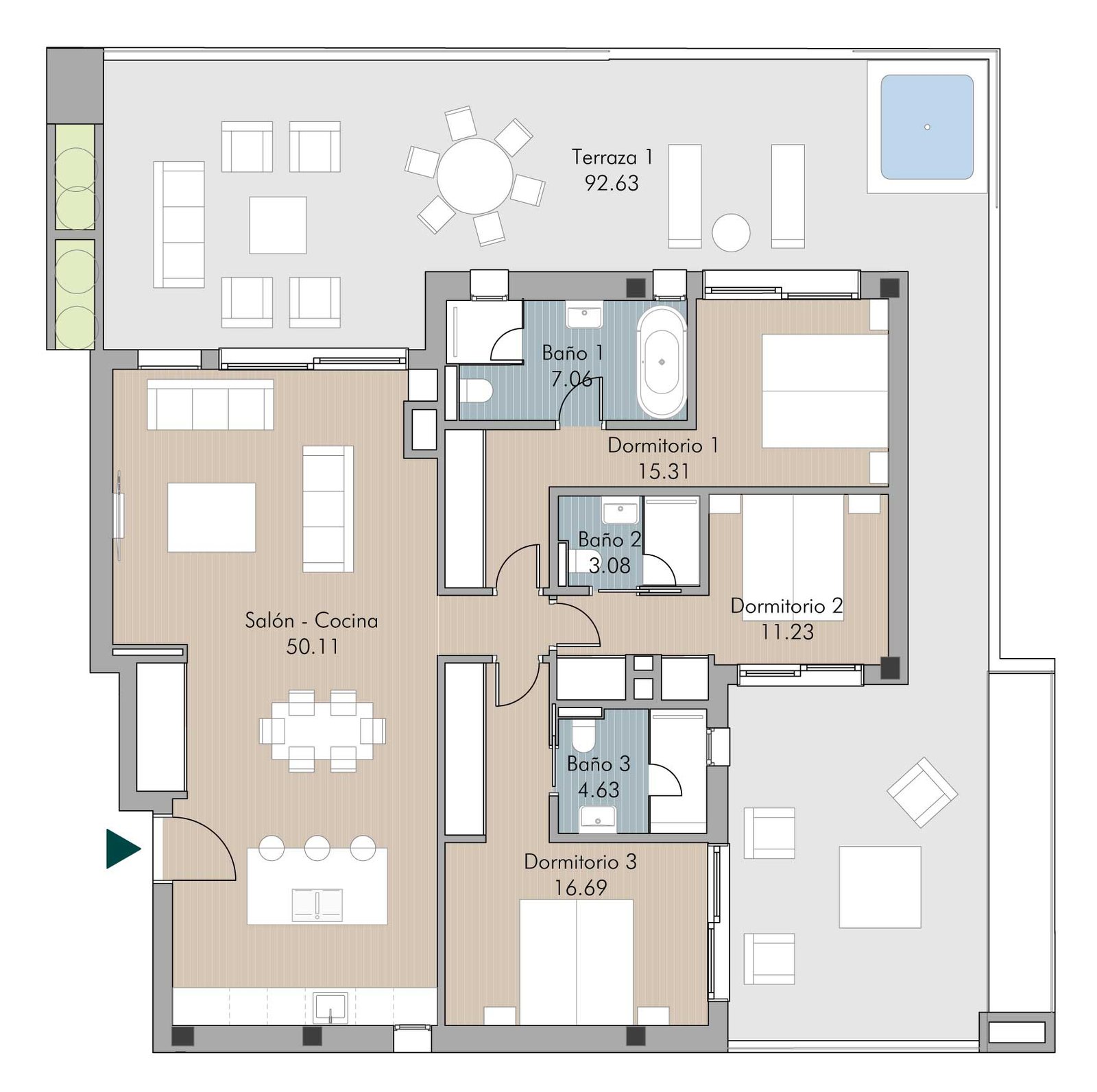 Plano comercial de la vivienda V14 de Royal River