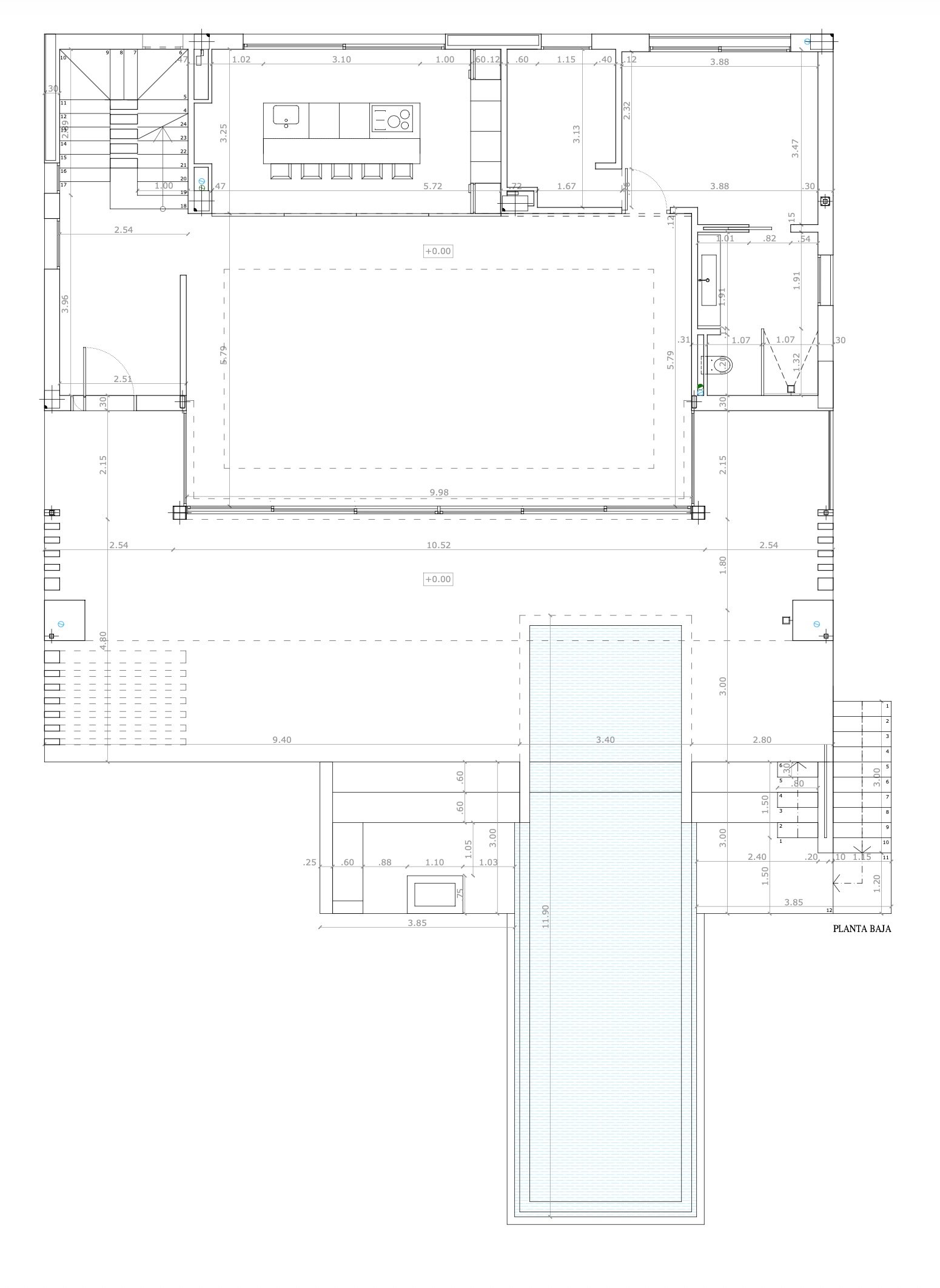 Plano de planta principal compartido por villas 11 y 13