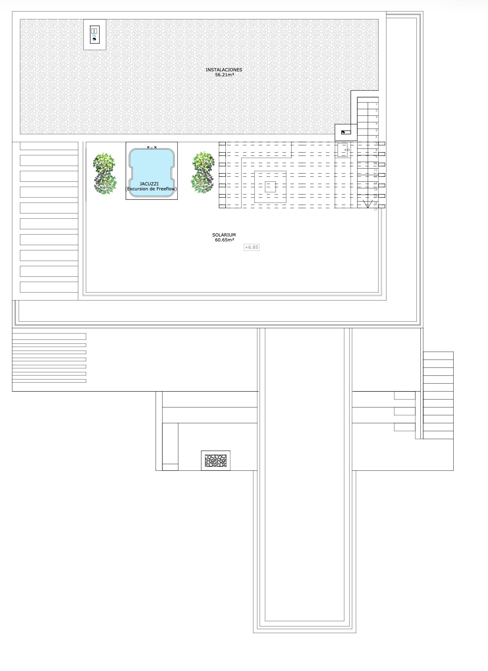 Plano de solárium compartido por villas 11 y 13